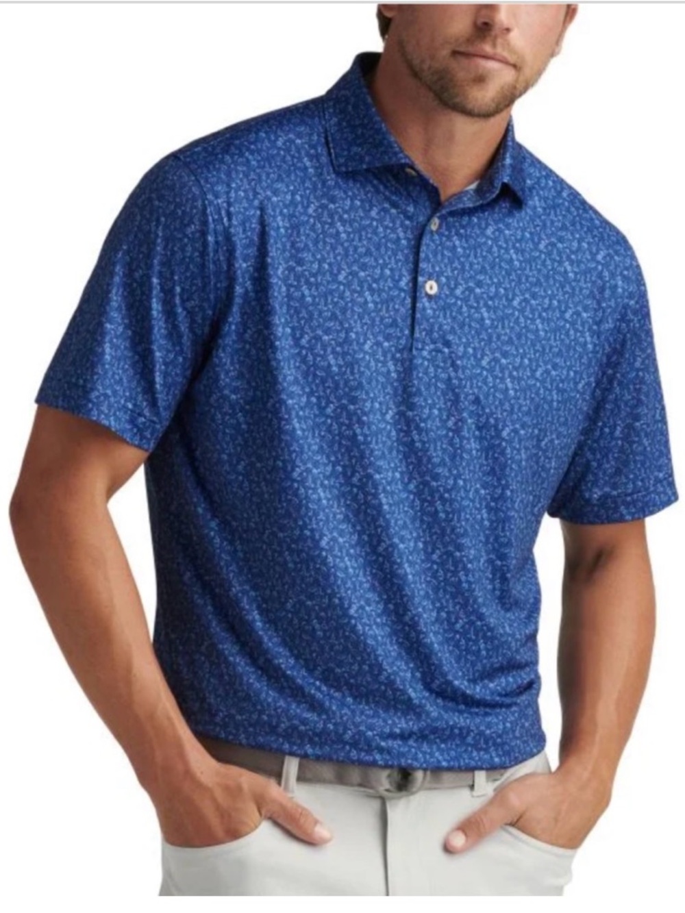 NWT Peter Millar Crown Crafted Summer Comfort Polo in Blue Wine Country Print